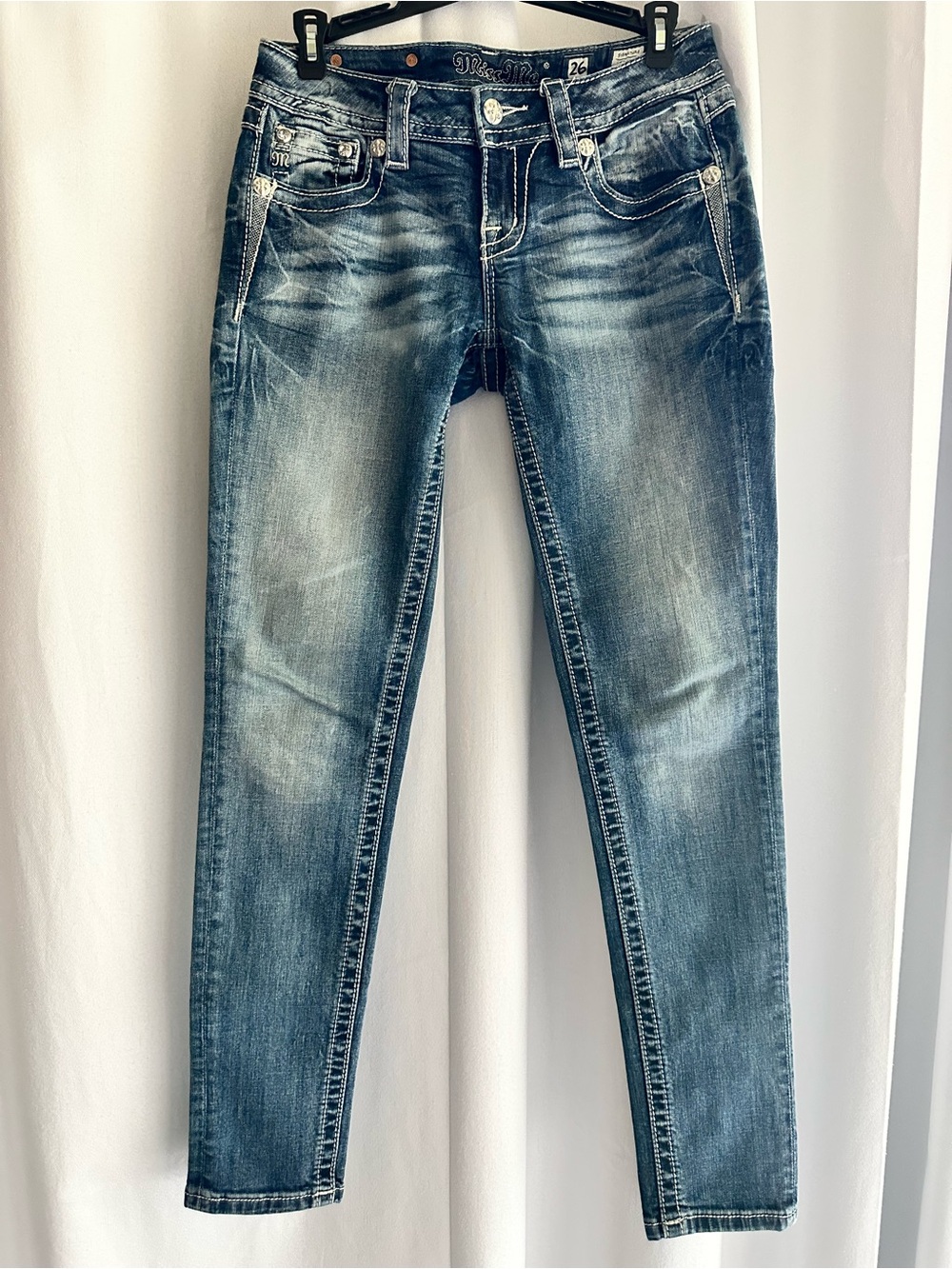 Miss Me Distressed Blue Skinny Jeans